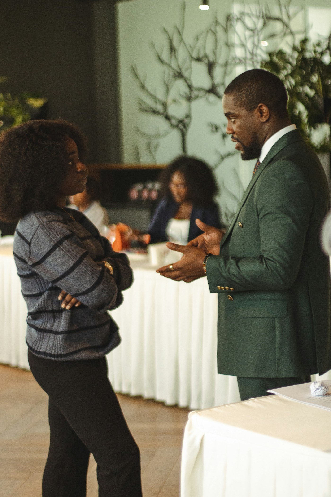 A professional conversation used to illustrate a service-business website
